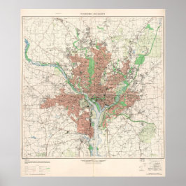 Topografische kaart van Washington, D.C. 1953 Poster