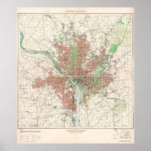 Topografische kaart van Washington, D.C. 1953 Poster