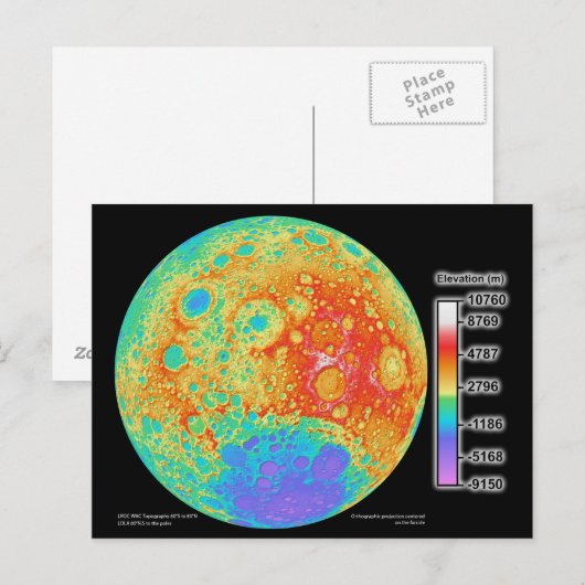 Topografische kleurenkaart van het landoppervlak v briefkaart (Voorkant / Achterkant)