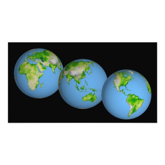 Topografische uitzichten van de wereld foto afdruk (Voorkant)