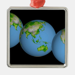 Topografische uitzichten van de wereld metalen ornament