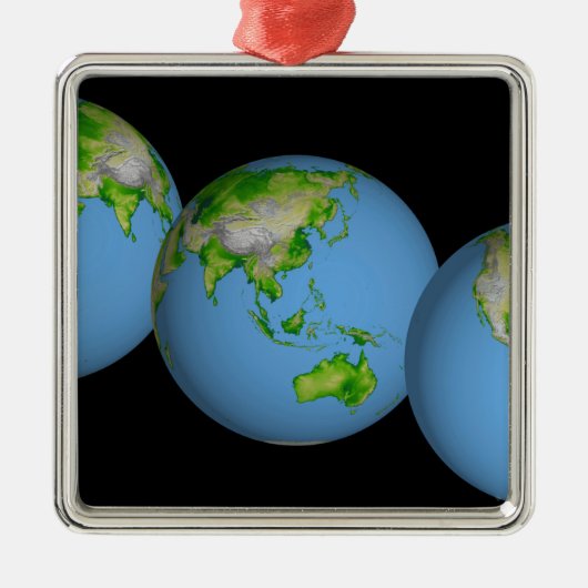 Topografische uitzichten van de wereld metalen ornament (Voorkant)