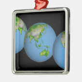 Topografische uitzichten van de wereld metalen ornament (Links)