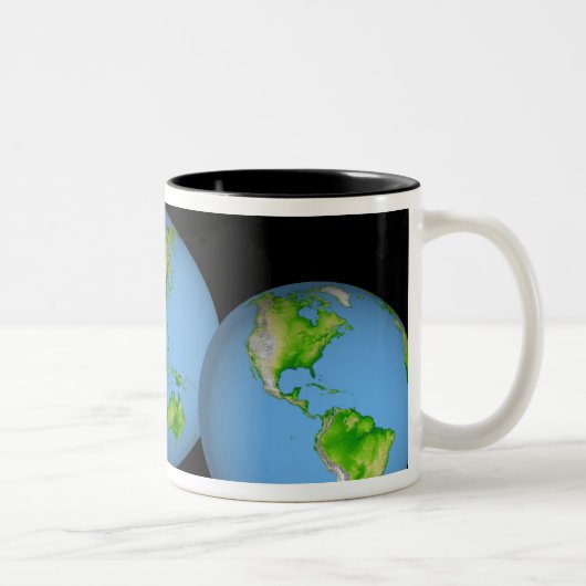 Topografische uitzichten van de wereld tweekleurige koffiemok (Rechts)