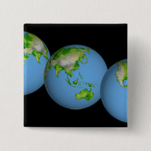 Topografische uitzichten van de wereld vierkante button 5,1 cm