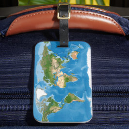 Topografische Wereldkaart Aarde Illustratie Bagagelabel