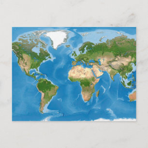 Topografische Wereldkaart Aarde Illustratie Feestdagenkaart