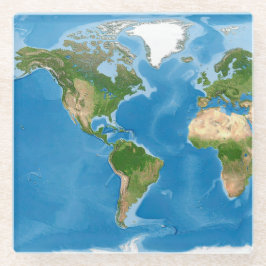 Topografische Wereldkaart Aarde Illustratie Glazen Onderzetter