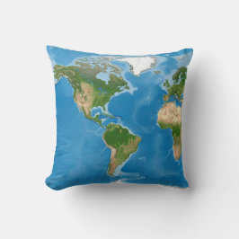 Topografische Wereldkaart Aarde Illustratie Kussen