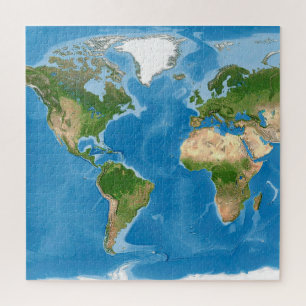 Topografische Wereldkaart Aarde Illustratie Legpuzzel