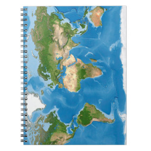 Topografische Wereldkaart Aarde Illustratie Notitieboek