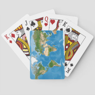 Topografische Wereldkaart Aarde Illustratie Pokerkaarten