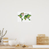 Topografische Wereldkaart Poster (Keuken)