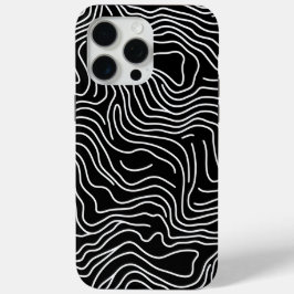 Topographic Line Art in Black 🗺️ iPhone 15 Pro Max Hoesje