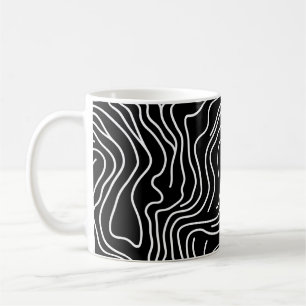 Topographic Line Art in Black 🗺️ Koffiemok