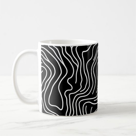 Topographic Line Art in Black 🗺️ Koffiemok (Links)