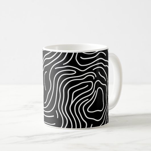 Topographic Line Art in Black 🗺️ Koffiemok (Voorkant rechts)