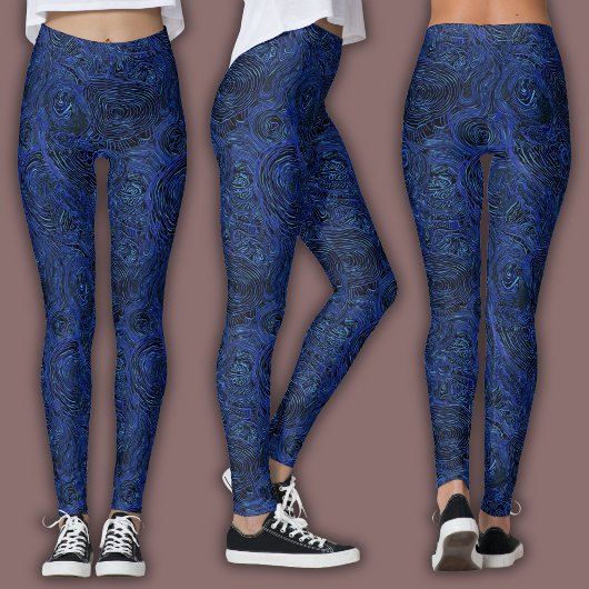 Topographic Line Pattern | Midnight Sapphire Leggings