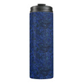 Topographic Line Pattern | Midnight Sapphire Thermosbeker (Voorkant)