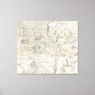Topographic Map of Oude Rome, Italië Canvas Afdruk