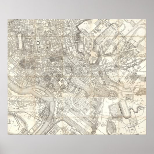 Topographic Map of Oude Rome, Italië Poster (Voorkant)