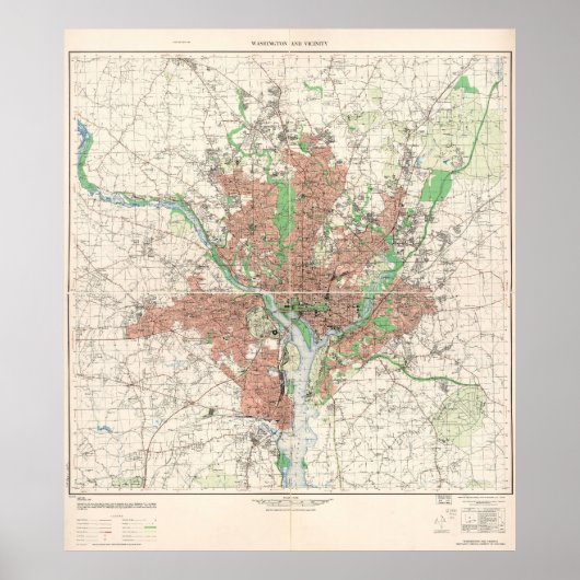 Topographic Map of Washington, D.C. 1953 Poster (Voorkant)
