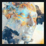 Topographic Mind Flow Colorful Profile Foto Afdruk<br><div class="desc">A luminous human profile in pale white and beige becomes a living canvas for swirling topographic lines and radiant color waves. Electric turquoise, fiery orange, coral, golden yellow, and teal contours ripple across the face like visible thoughts, emotions, or universal energy, while subtle earthy brown textures reveal deeper layers beneath....</div>