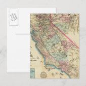 Topographic Railroad and County Map, Californië Briefkaart (Voorkant / Achterkant)