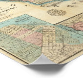 Topographic Railroad and County Map, Californië Poster (Hoek)