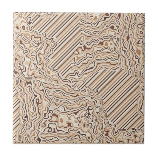 Topographic Warm Neutrals Ceramic Tile Tegeltje (Voorkant)