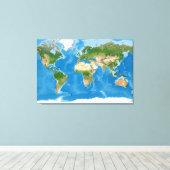 Topographic World Map Earth Illustration Canvas Afdruk (Insitu (Houten vloer))