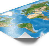 Topographic World Map Earth Illustration Foto Afdruk (Hoek)