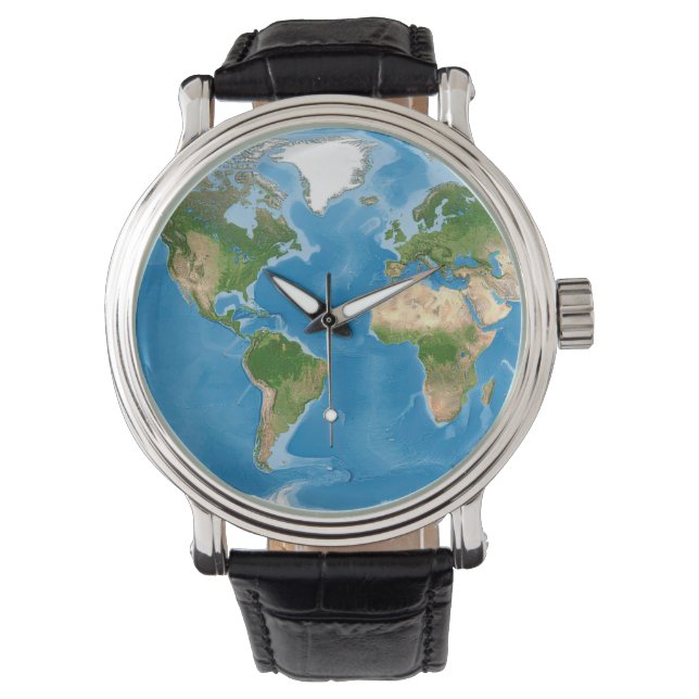 Topographic World Map Earth Illustration Horloge (Voorkant)