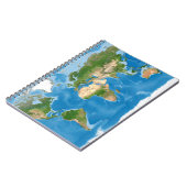 Topographic World Map Earth Illustration Notitieboek (Linkerzijde)