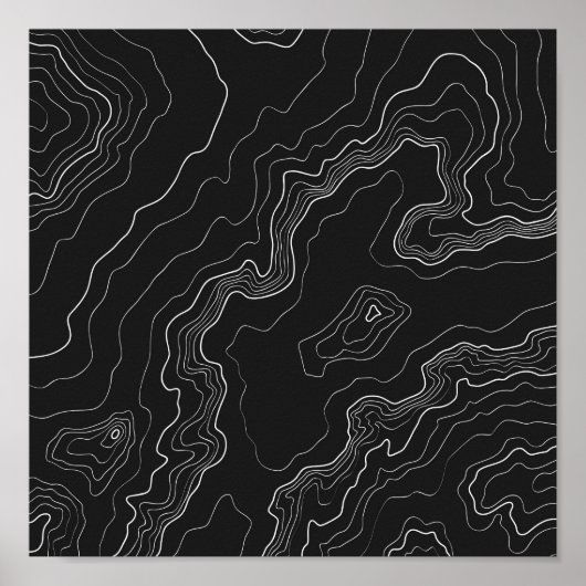 Topography Black map Poster (Voorkant)