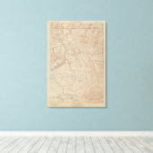 Topography Map, Yellowstone National Part, Wyoming Canvas Afdruk (Insitu (Houten vloer))