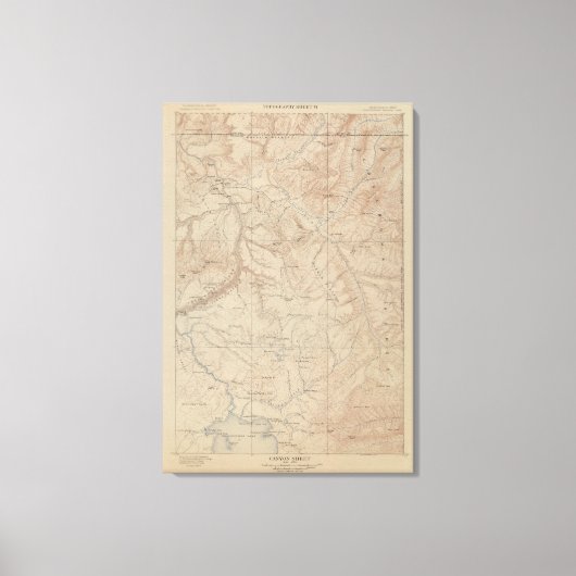 Topography Map, Yellowstone National Part, Wyoming Canvas Afdruk (Voorkant)