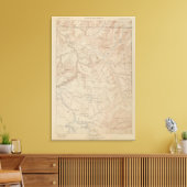 Topography Map, Yellowstone National Part, Wyoming Canvas Afdruk (Insitu (Woonkamer))