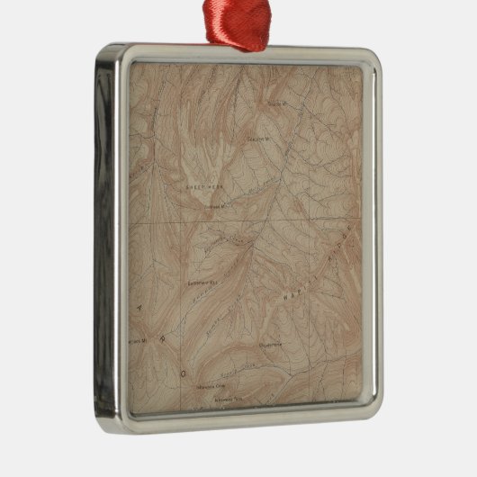 Topography Map, Yellowstone National Part, Wyoming Metalen Ornament (Rechts)