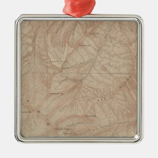 Topography Map, Yellowstone National Part, Wyoming Metalen Ornament (Voorkant)