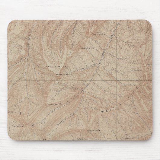 Topography Map, Yellowstone National Part, Wyoming Muismat (Voorkant)