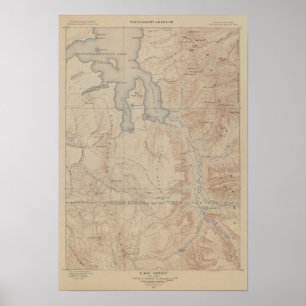 Topography Map, Yellowstone National Part, Wyoming Poster