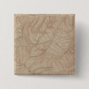 Topography Map, Yellowstone National Part, Wyoming Vierkante Button 5,1 Cm