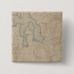 Topography Map, Yellowstone National Part, Wyoming Vierkante Button 5,1 Cm