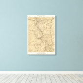 Topography TruckeeDonner Pass Region, Californië Canvas Afdruk (Insitu (Houten vloer))