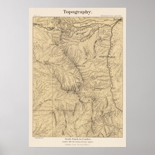 Topography TruckeeDonner Pass Region, Californië Poster (Voorkant)