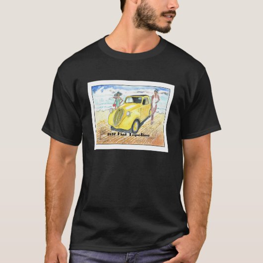 Topolino Fiat 1937. Waterverf gedaan in Italië. T-shirt (Voorkant)