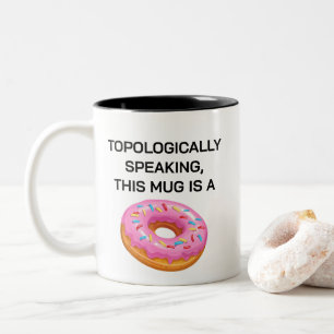 Topologisch gesproken grap over donuttopologie tweekleurige koffiemok