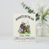 topontmoetingen op de vliegende Cartoon Ham QSL-ka Briefkaart (Staand voorkant)