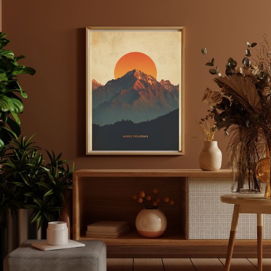 Toppen van de Andes – Retro Zuid-Amerika Reizen Poster